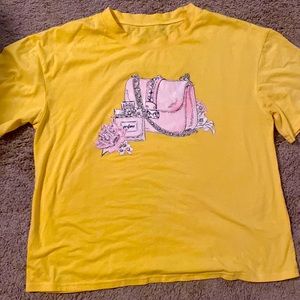 Yellow embellished with pearls and gems tshirt